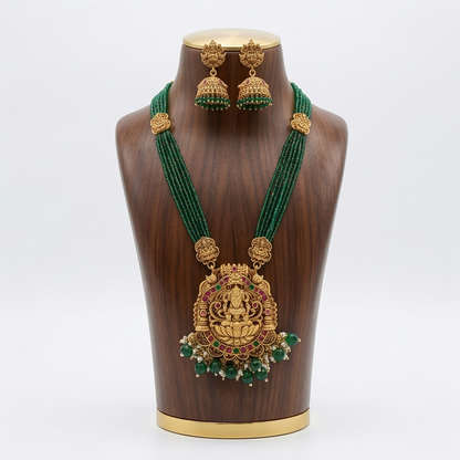 DIVYORO EMERALD LAKSHMI PEARL NECKLACE