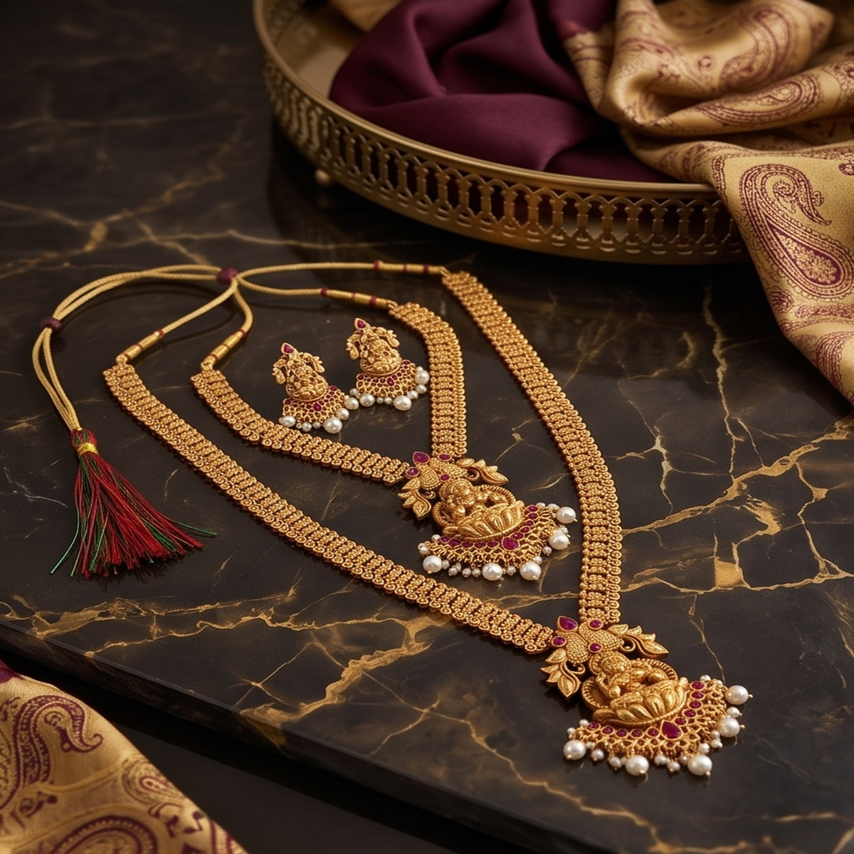 DIVYORO PEACOCK LAKSHMI HARAM SET