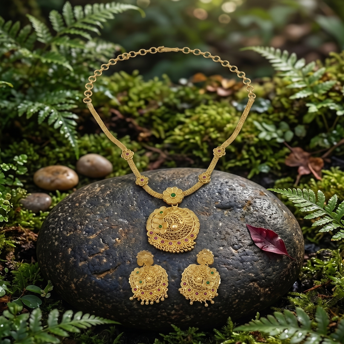 DIVYORO GOLD FILIGREE NECKLACE SET
