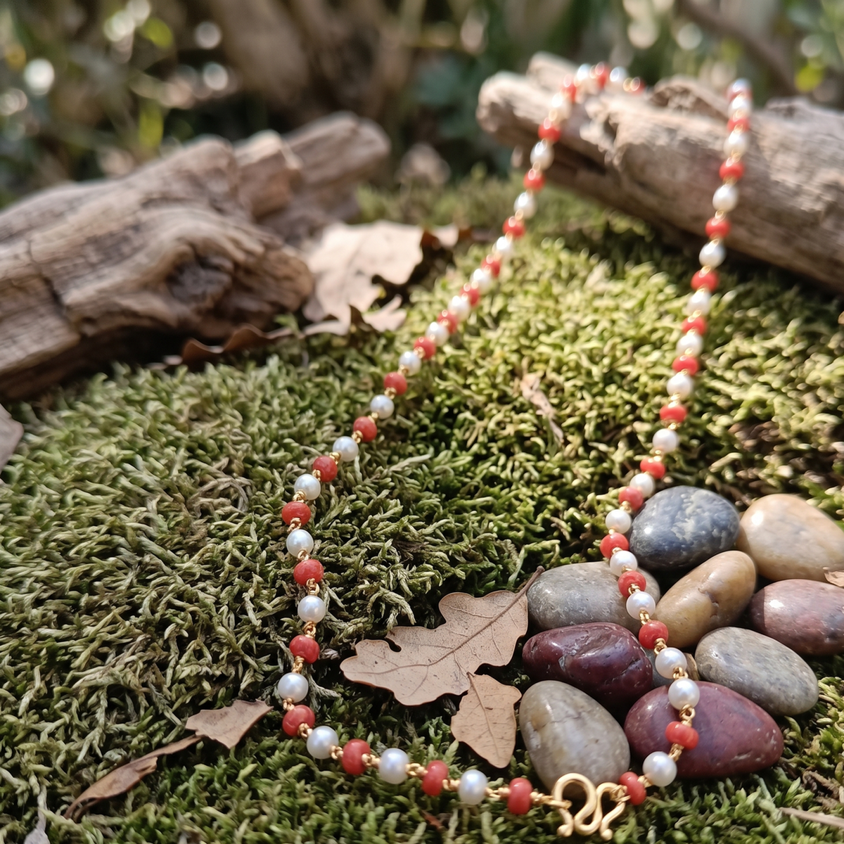 DIVYORO RED CORAL BEADED MALA