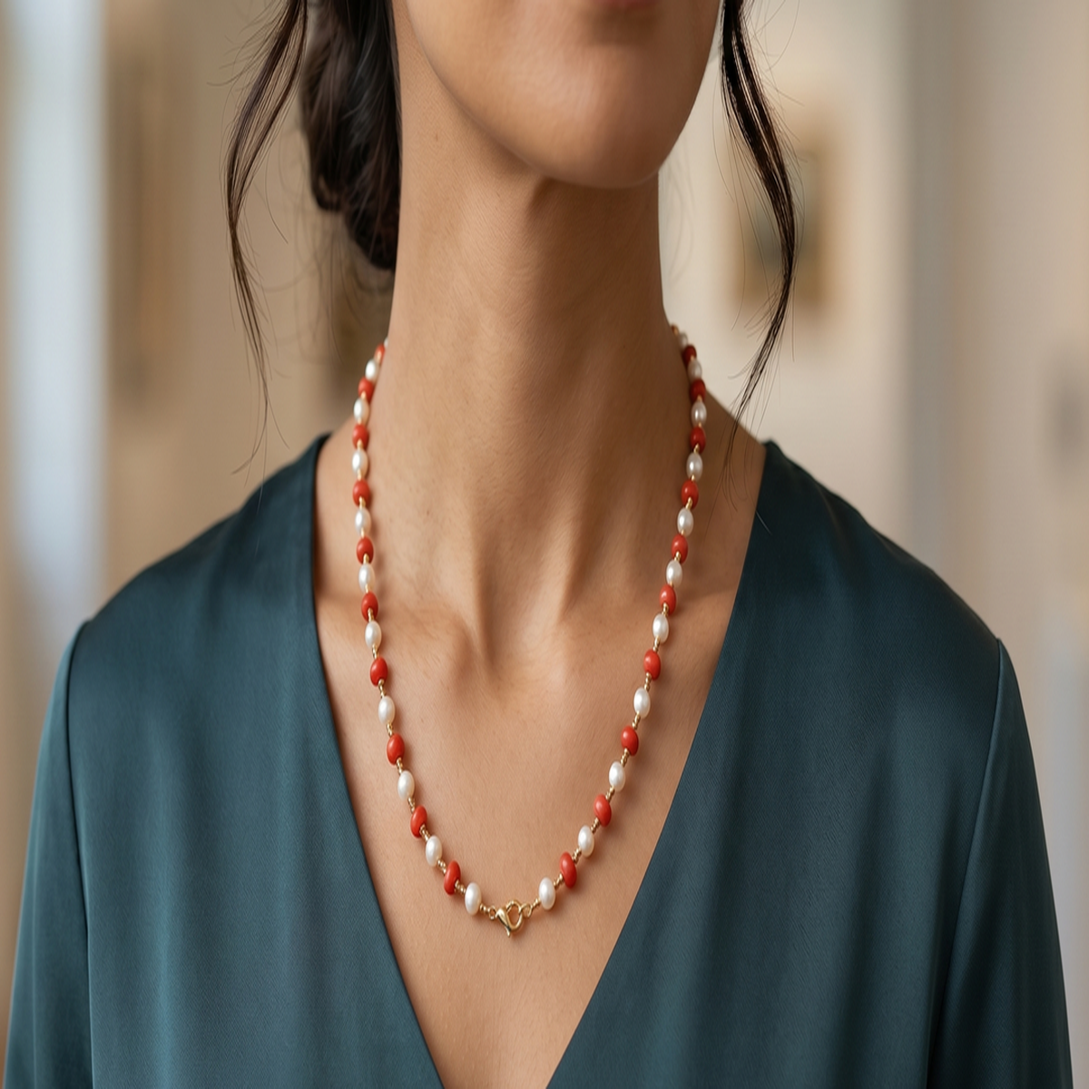 DIVYORO RED CORAL BEADED MALA