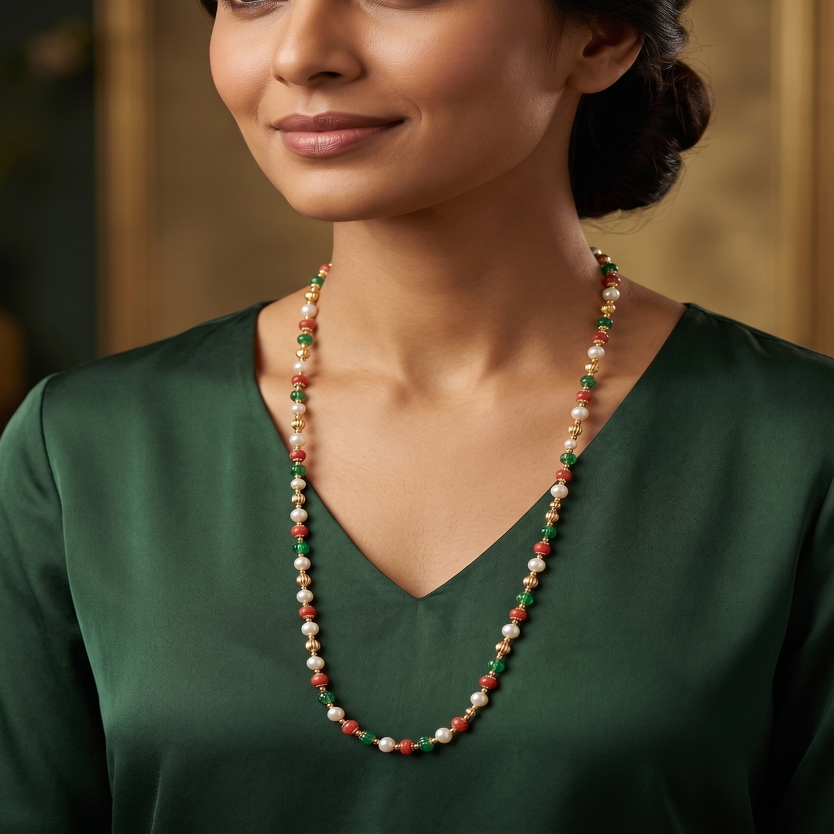 DIVYORO TRICOLOR FESTIVE BEADED CHAIN
