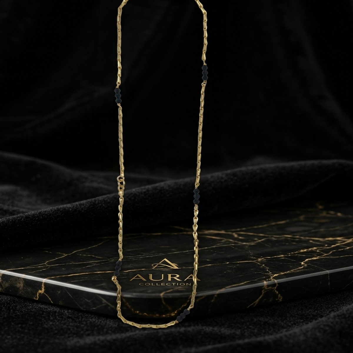 DIVYORO MINIMALIST BLACK BEAD CHAIN