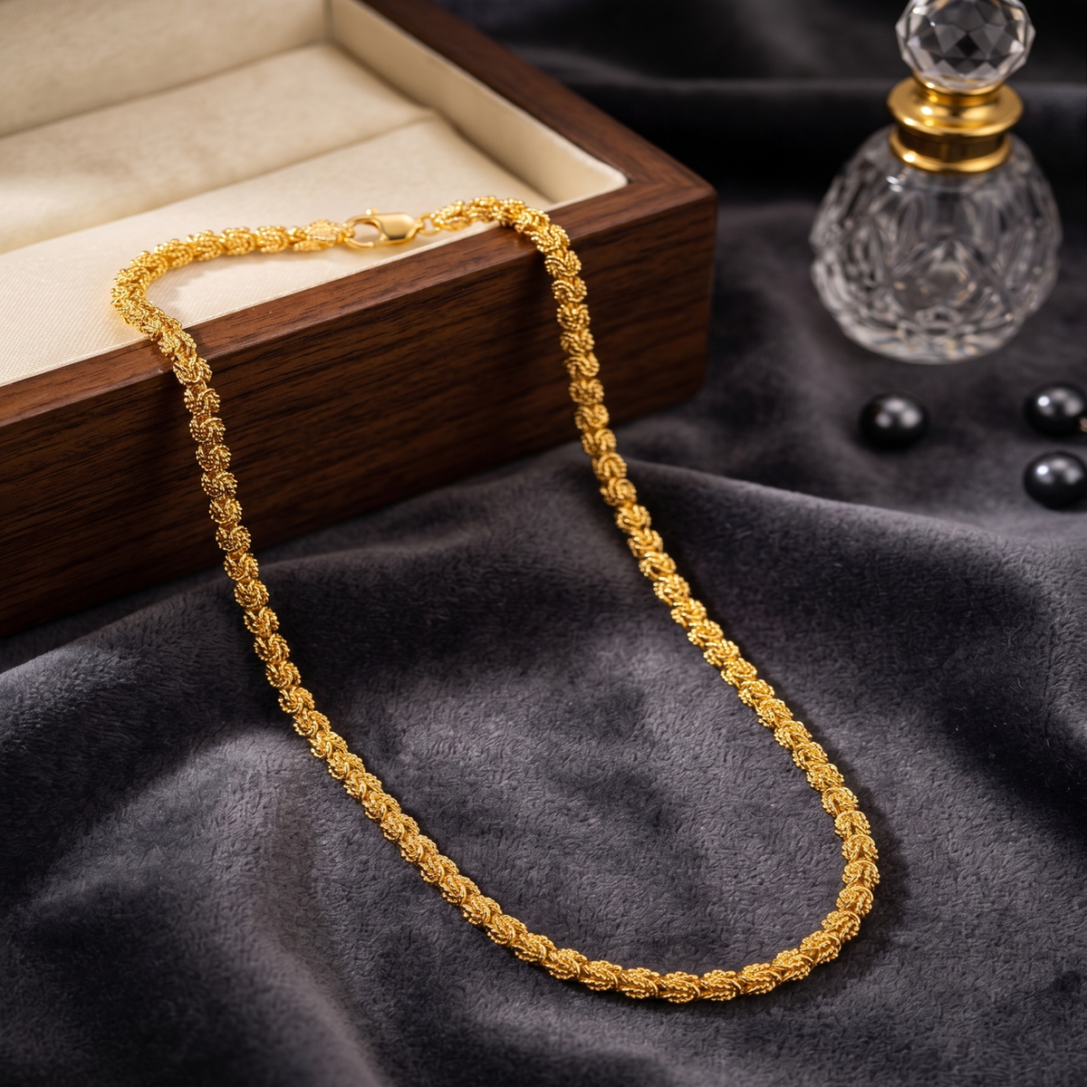 DIVYORO INTRICATE GOLD POPCORN CHAIN