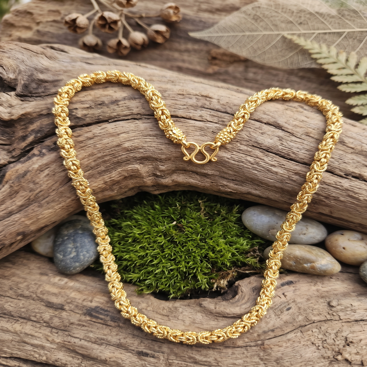 DIVYORO INTRICATE GOLD POPCORN CHAIN