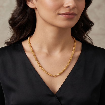 DIVYORO INTRICATE GOLD POPCORN CHAIN