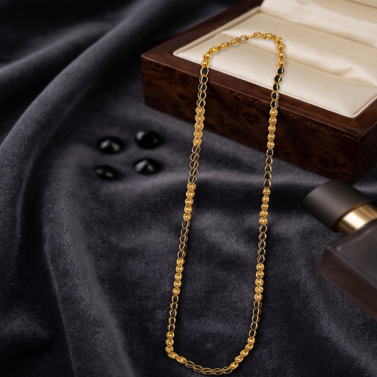 DIVYORO BEADED BLACK ENAMEL CHAIN