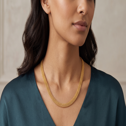 DIVYORO MULTI-ROW GOLD MESH CHAIN