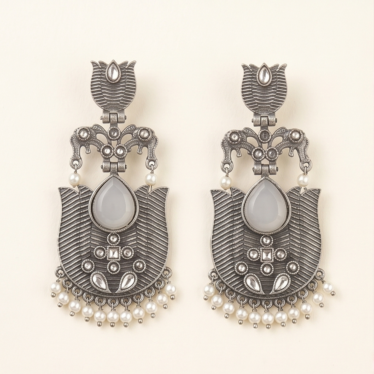 DIVYORO INTRICATE LOTUS PEARL CHANDBALIS