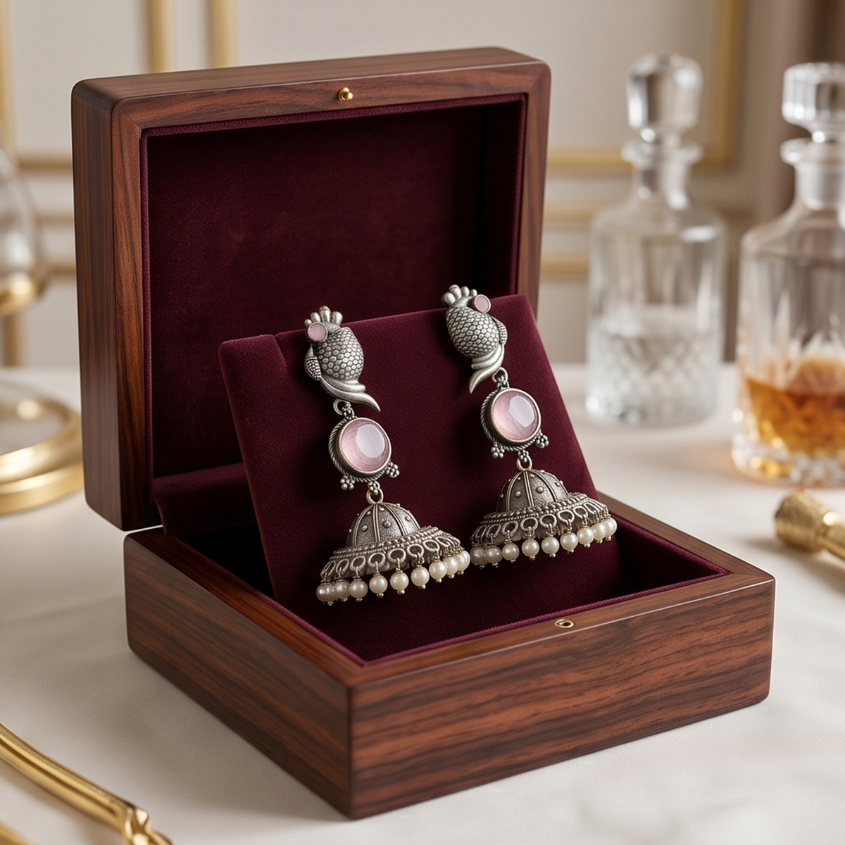 DIVYORO PINK FISH JHUMKA EARRINGS