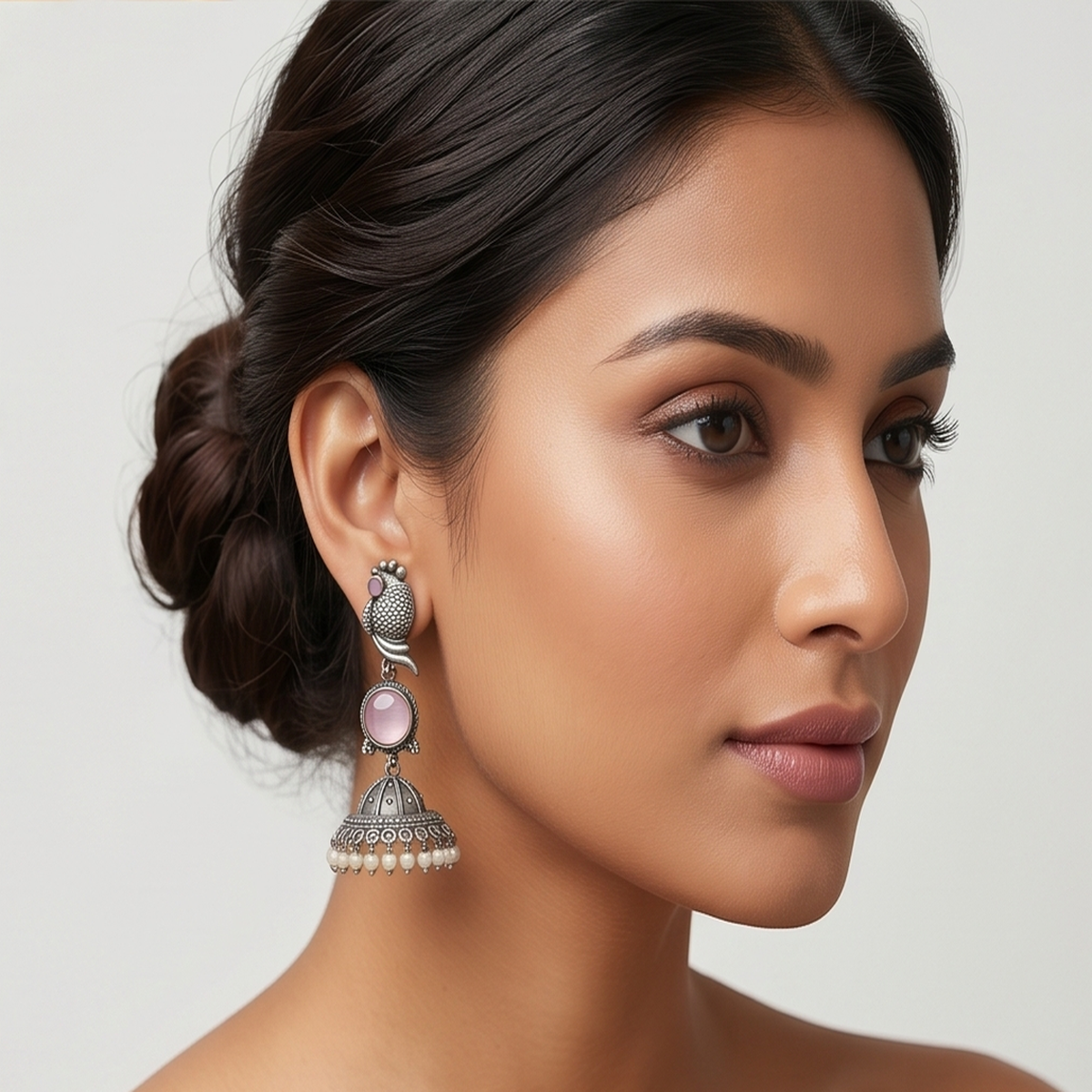 DIVYORO PINK FISH JHUMKA EARRINGS