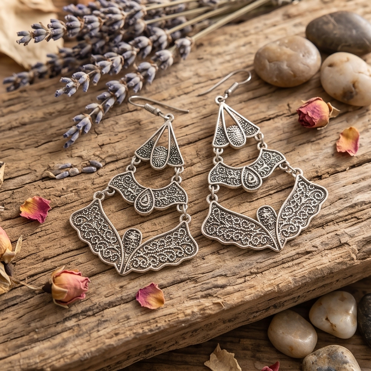 DIVYORO VINTAGE FILIGREE CHANDELIER EARRINGS