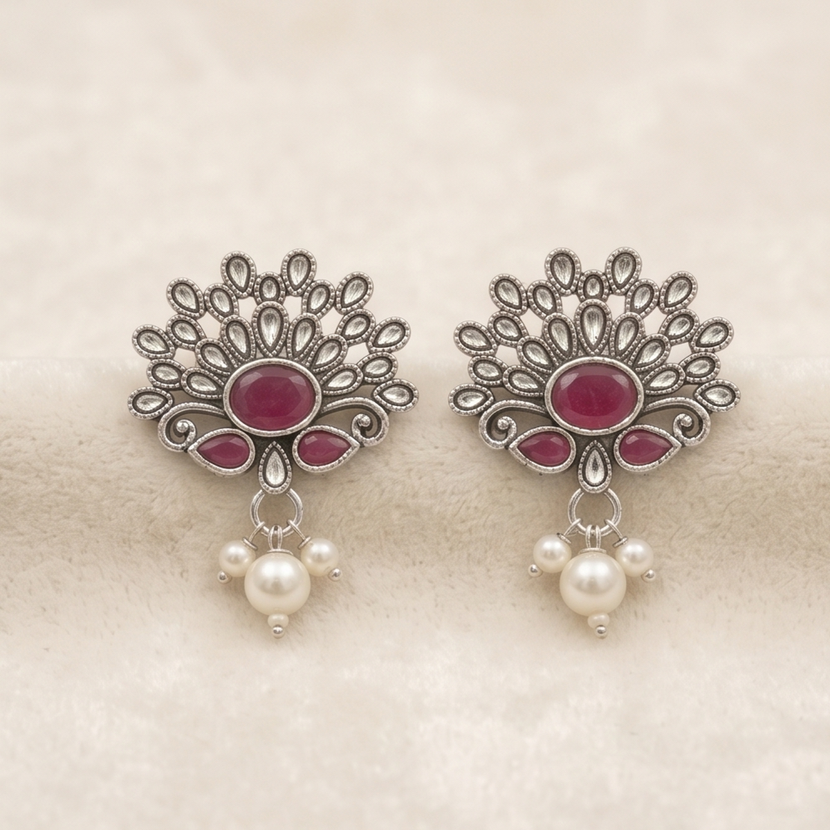 DIVYORO RUBY PEACOCK PEARL DROP