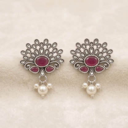 DIVYORO RUBY PEACOCK PEARL DROP
