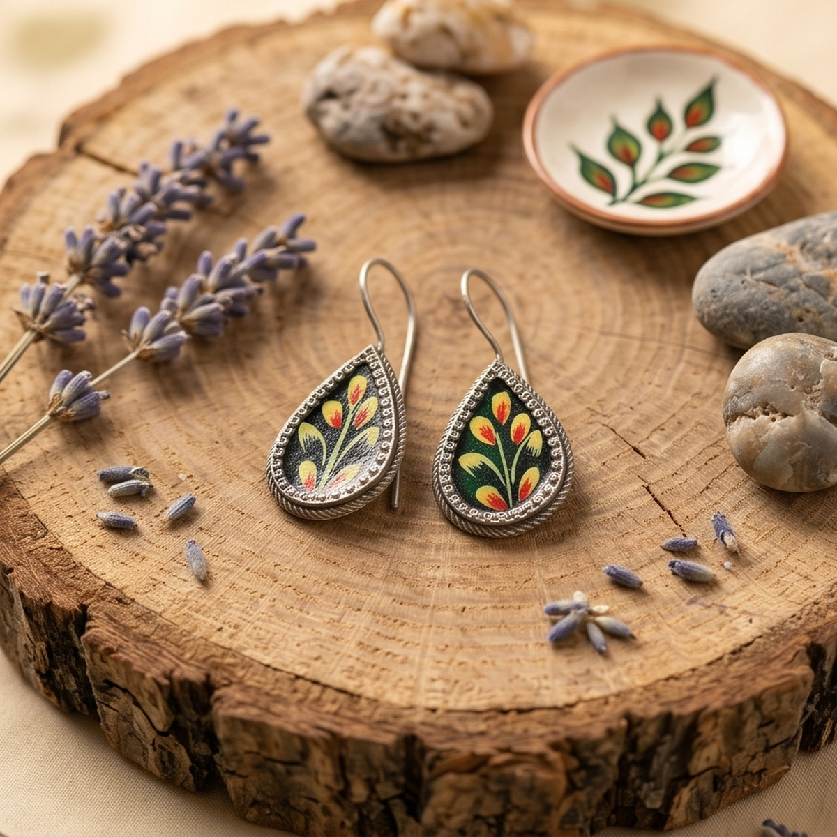 DIVYORO FLORAL HAND-PAINTED TEAR DROPS