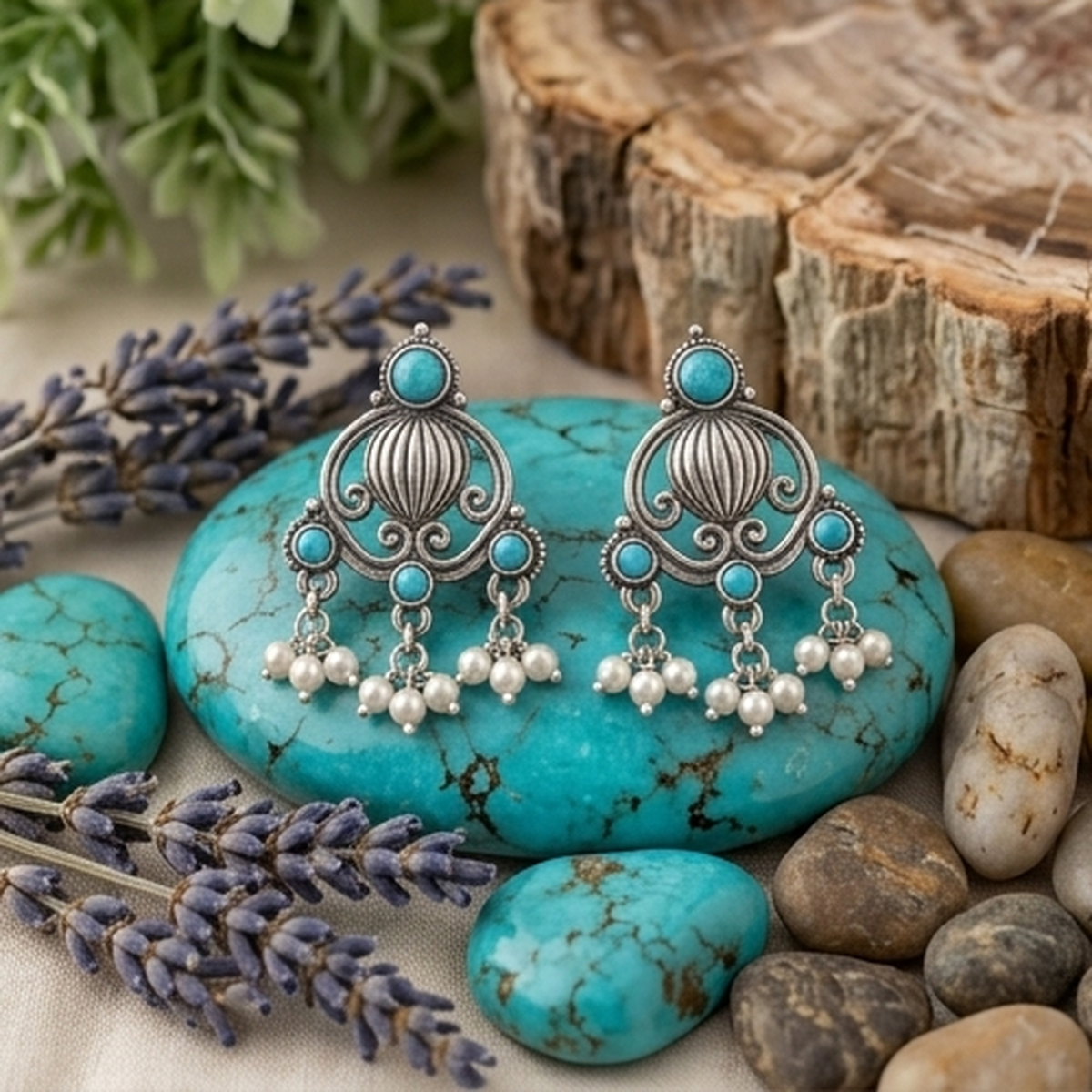 DIVYORO TURQUOISE JHUMKA  EARRING