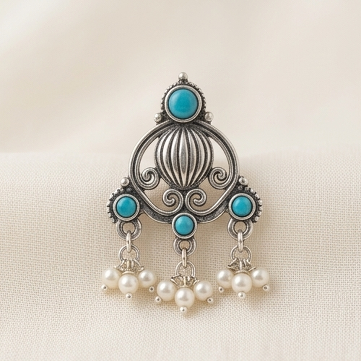 DIVYORO TURQUOISE JHUMKA  EARRING