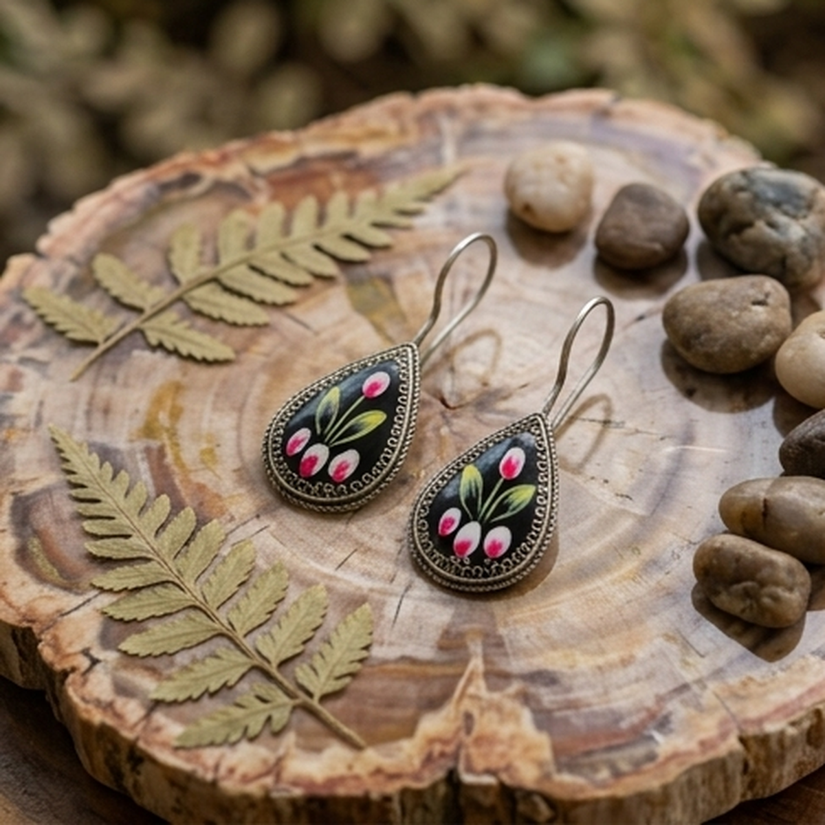 DIVYORO FLORAL HAND-PAINTED TEAR DROPS