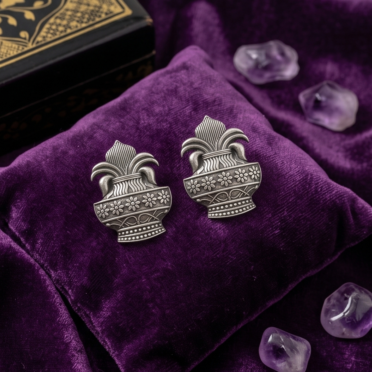 DIVYORO KALASH MOTIF SILVER STUDS