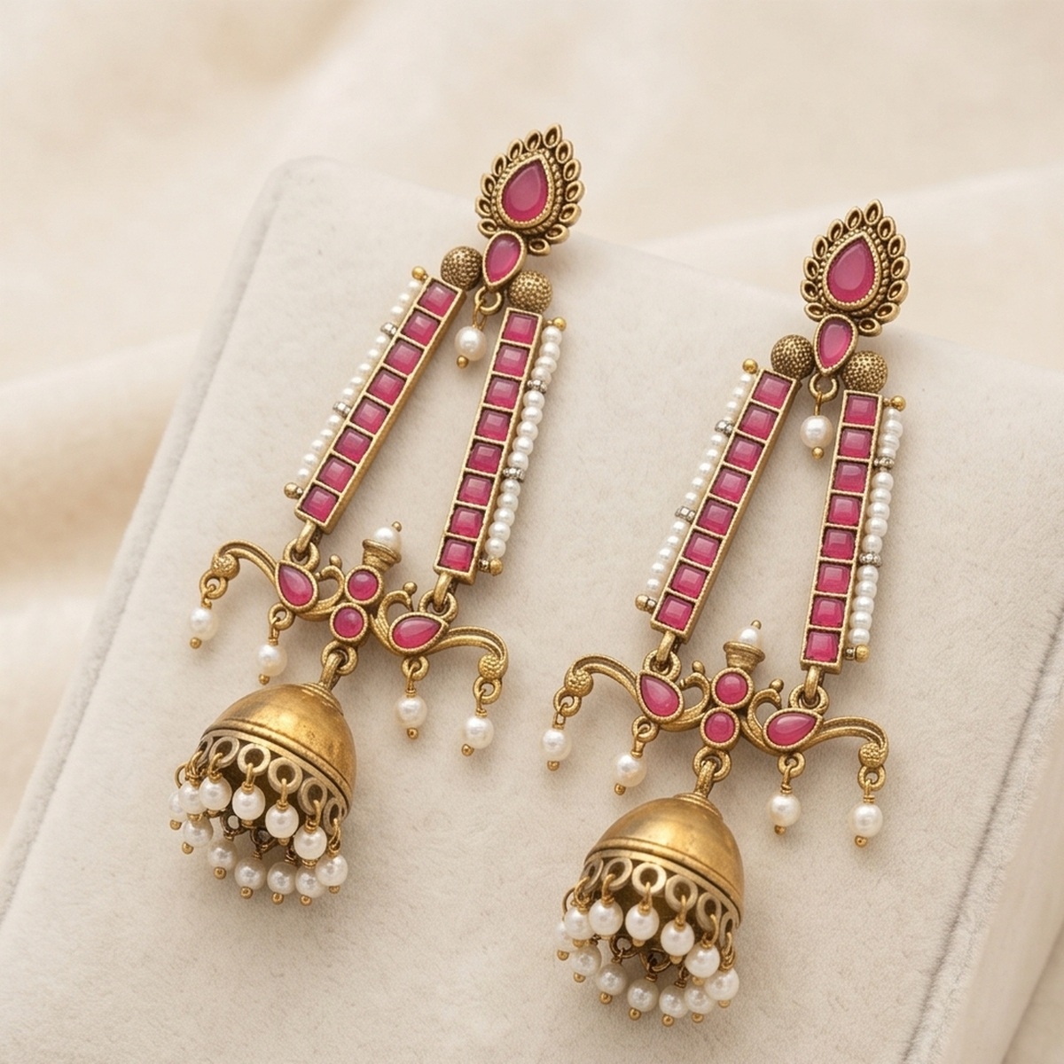 DIVYORO RUBY GOLD JHUMKA DANGLER