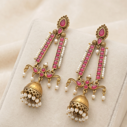 DIVYORO RUBY GOLD JHUMKA DANGLER