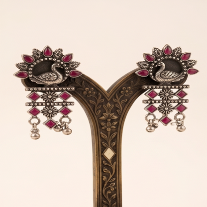 DIVYORO PEACOCK DANGLE EARRINGS