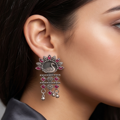 DIVYORO PEACOCK DANGLE EARRINGS