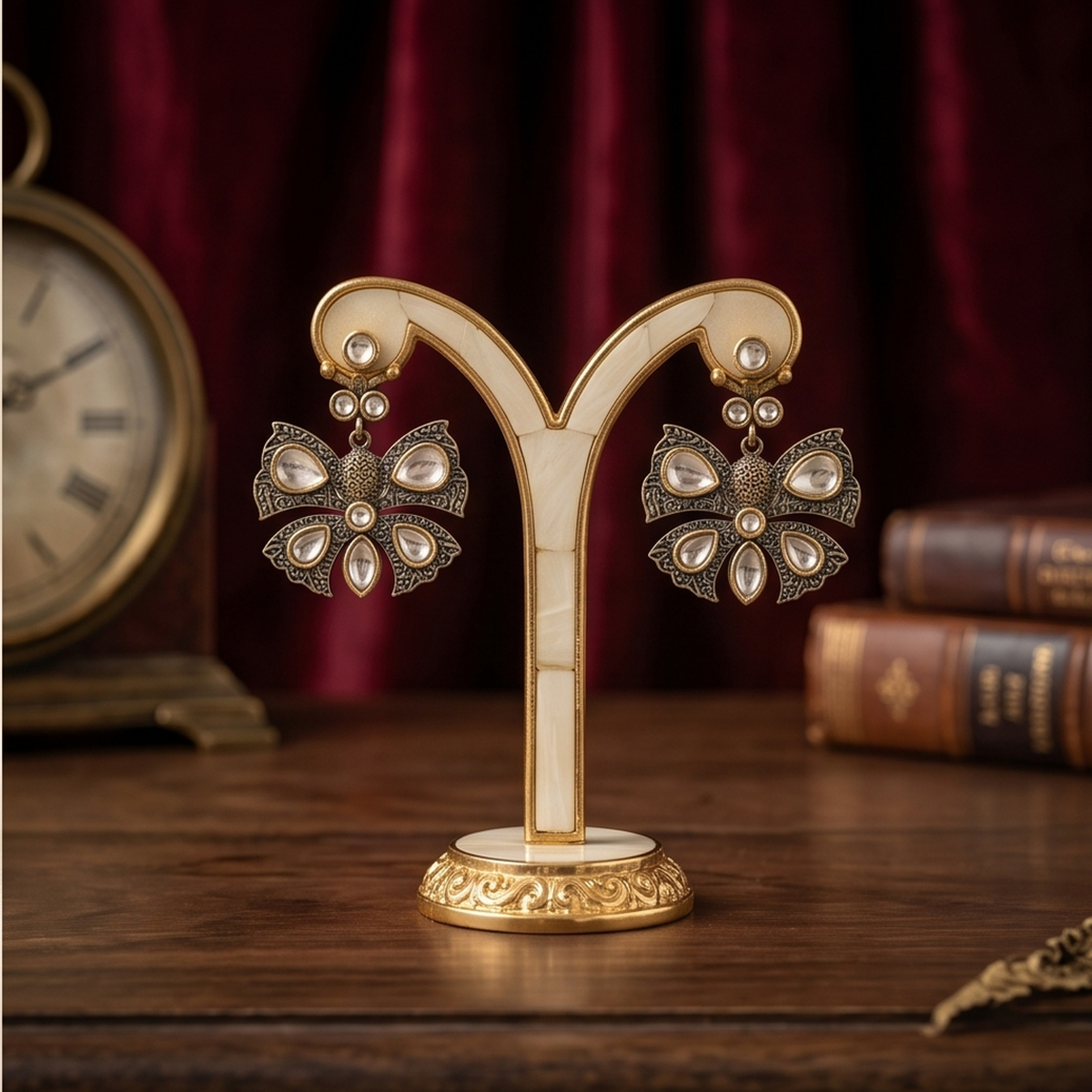 DIVYORO KUNDAN BUTTERFLY EARRINGS