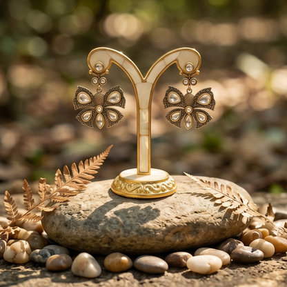 DIVYORO KUNDAN BUTTERFLY EARRINGS