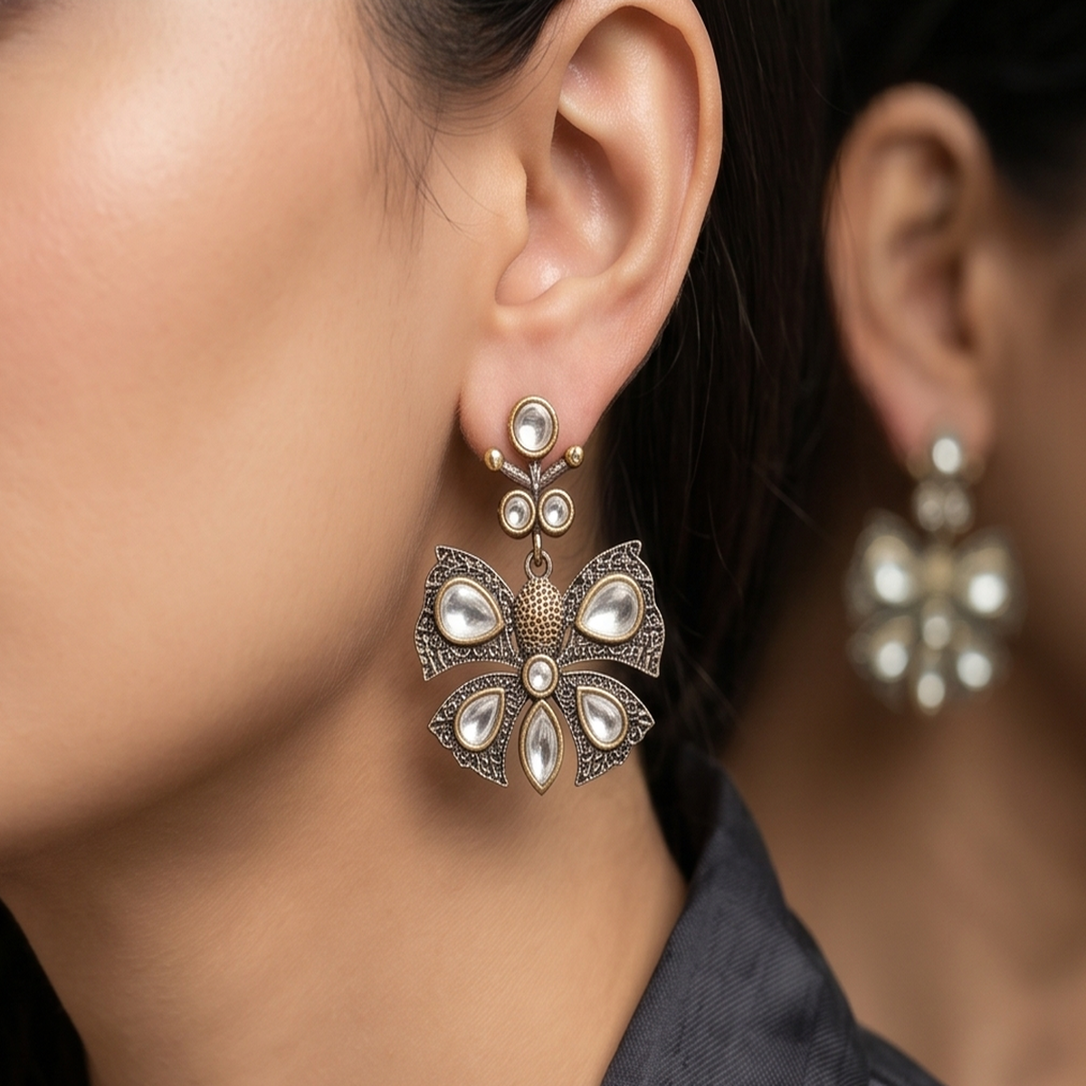 DIVYORO KUNDAN BUTTERFLY EARRINGS