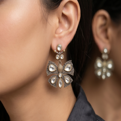 DIVYORO KUNDAN BUTTERFLY EARRINGS