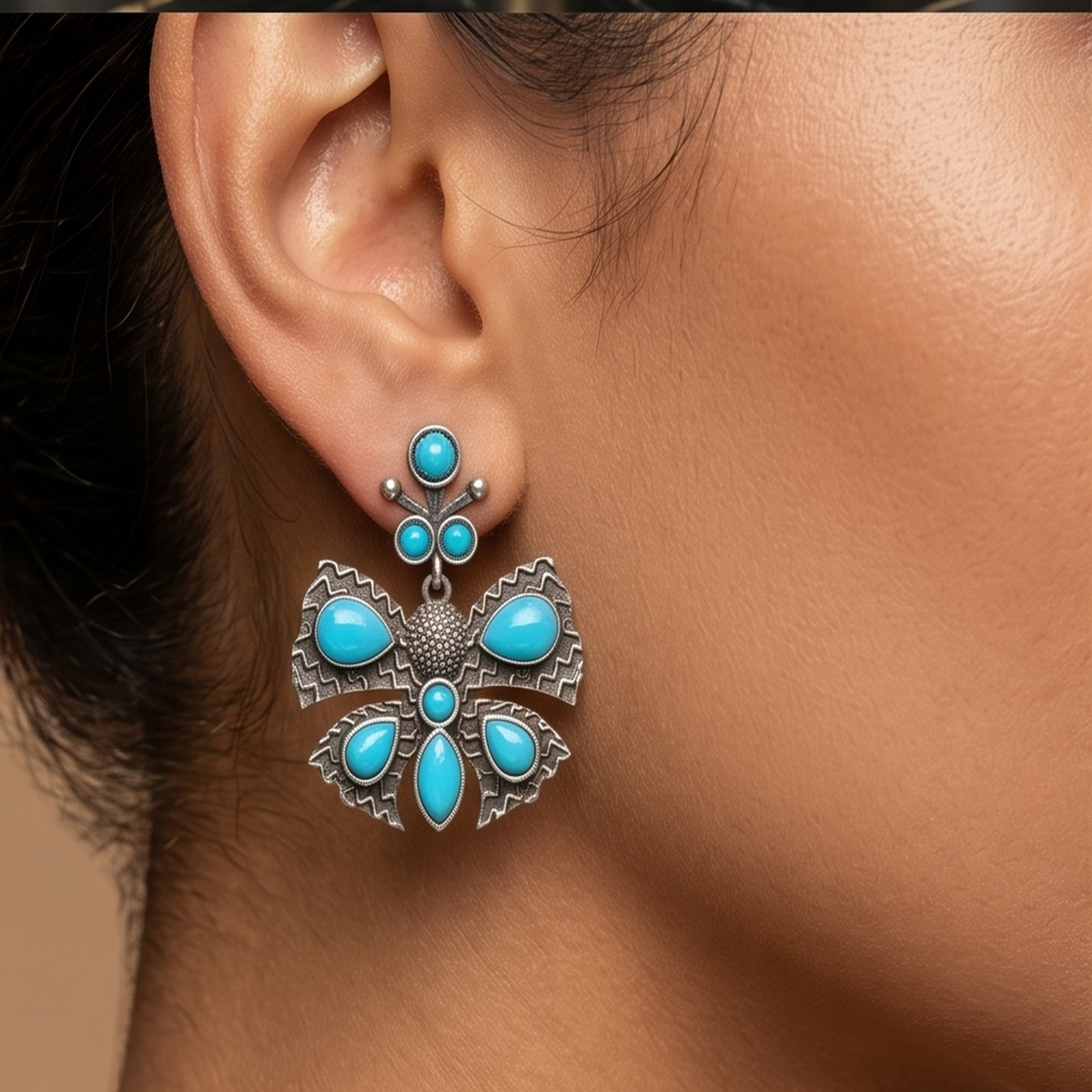 DIVYORO TURQUOISE BUTTERFLY EARRINGS