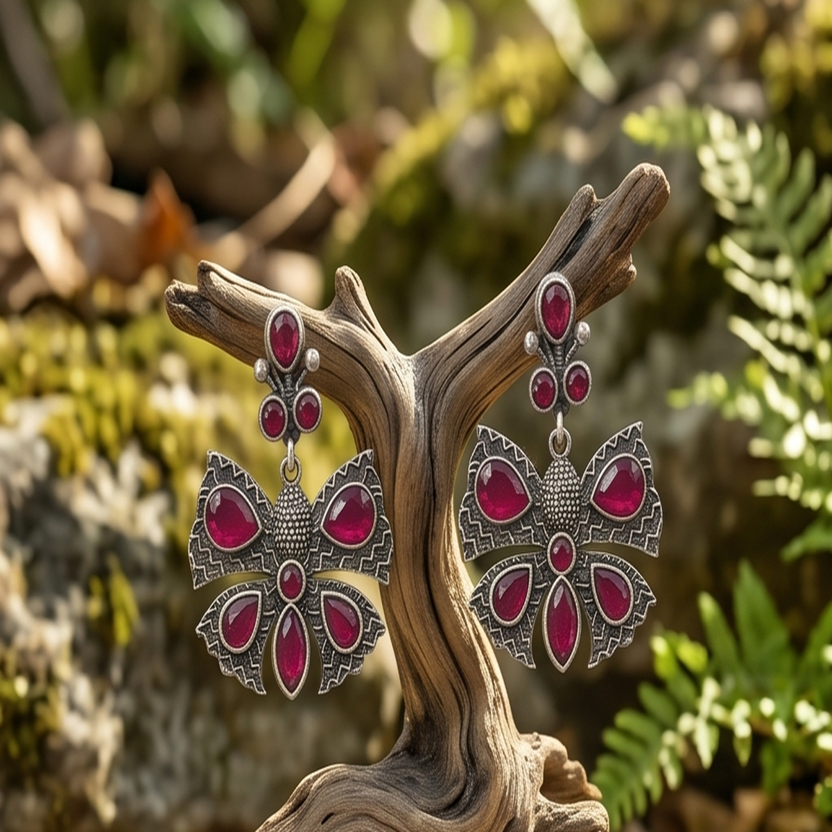 DIVYORO RUBY BUTTERFLY EARRINGS