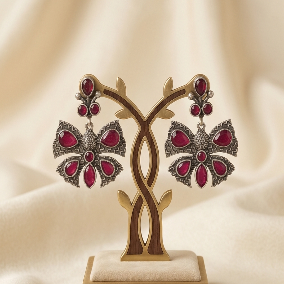 DIVYORO RUBY BUTTERFLY EARRINGS