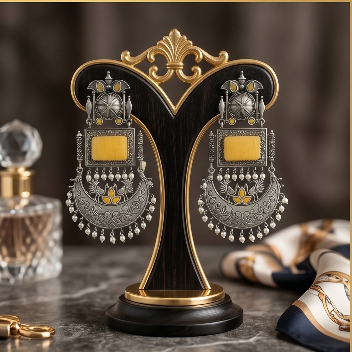 DIVYORO YELLOW CHANDBALI EARRINGS