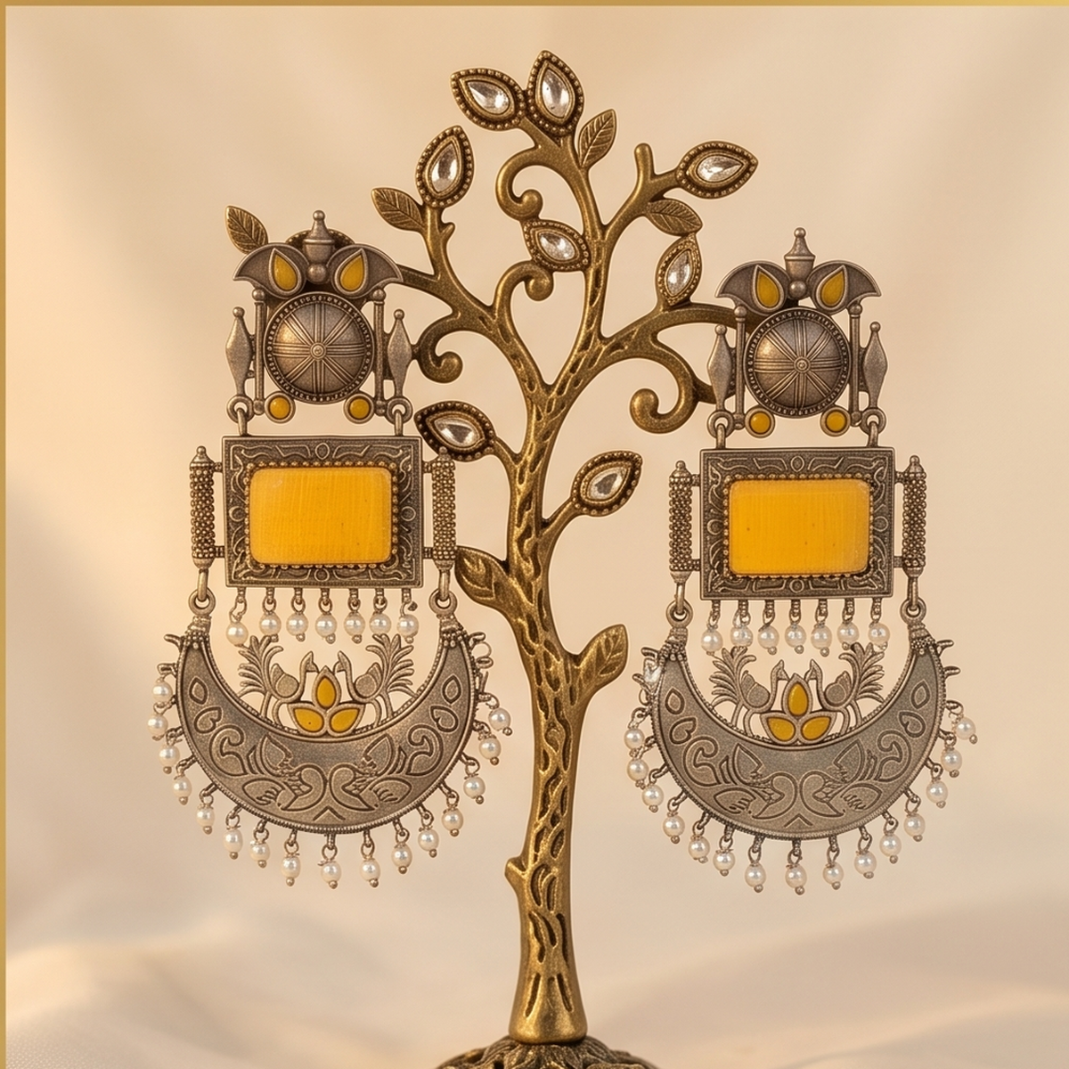 DIVYORO YELLOW CHANDBALI EARRINGS