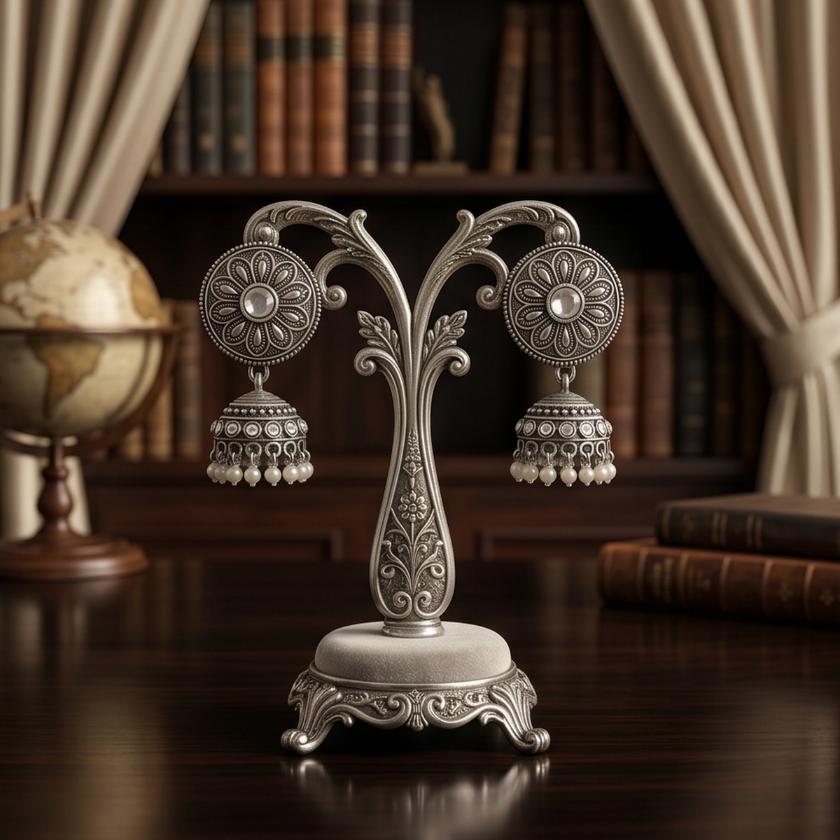 DIVYORO SILVER JHUMKA EARRINGS
