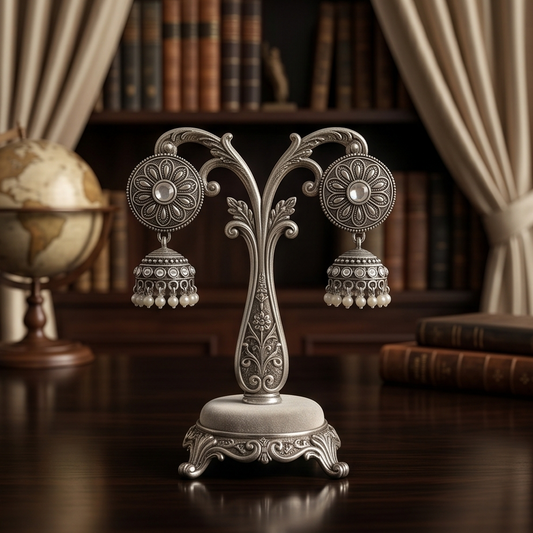 DIVYORO SILVER JHUMKA EARRINGS