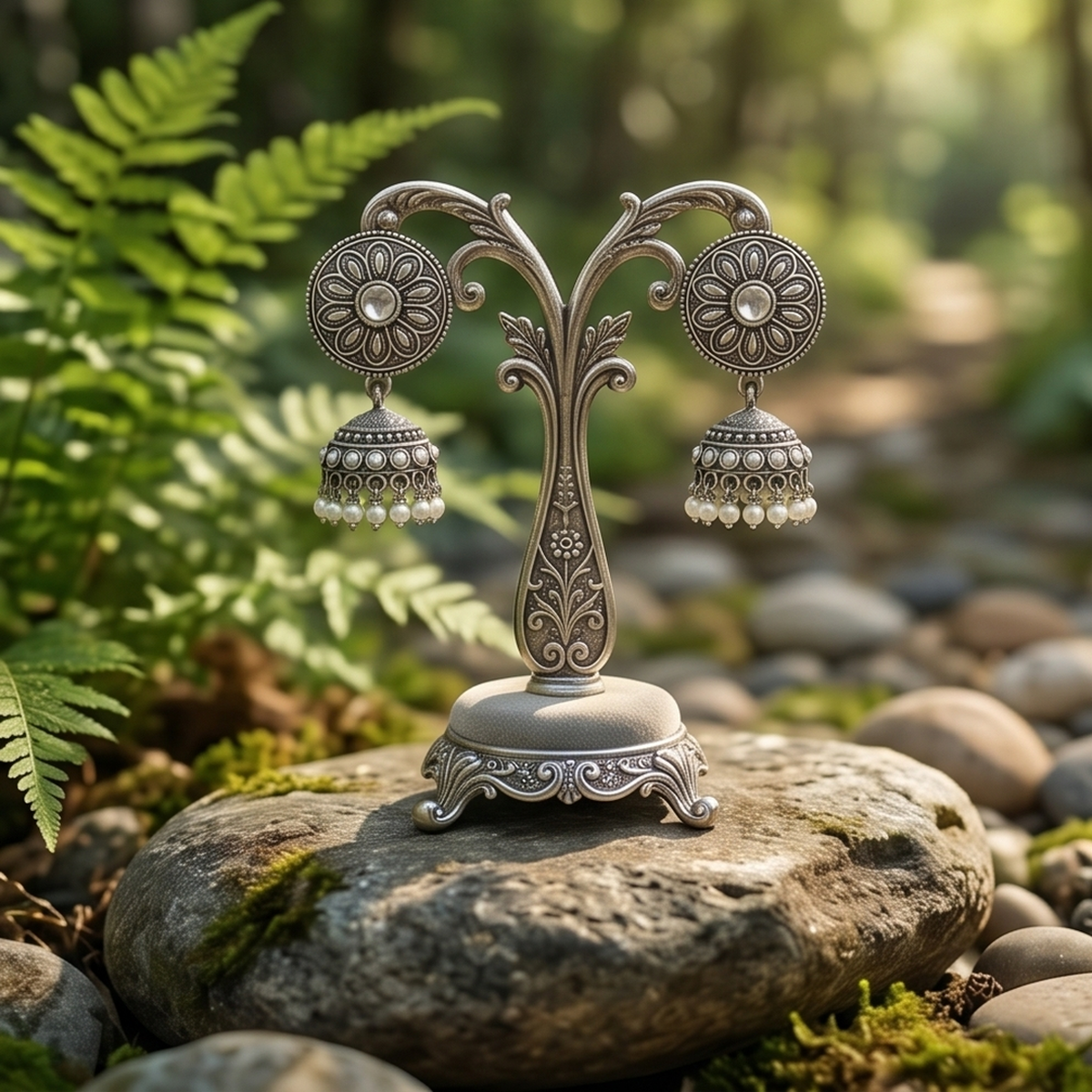 DIVYORO SILVER JHUMKA EARRINGS