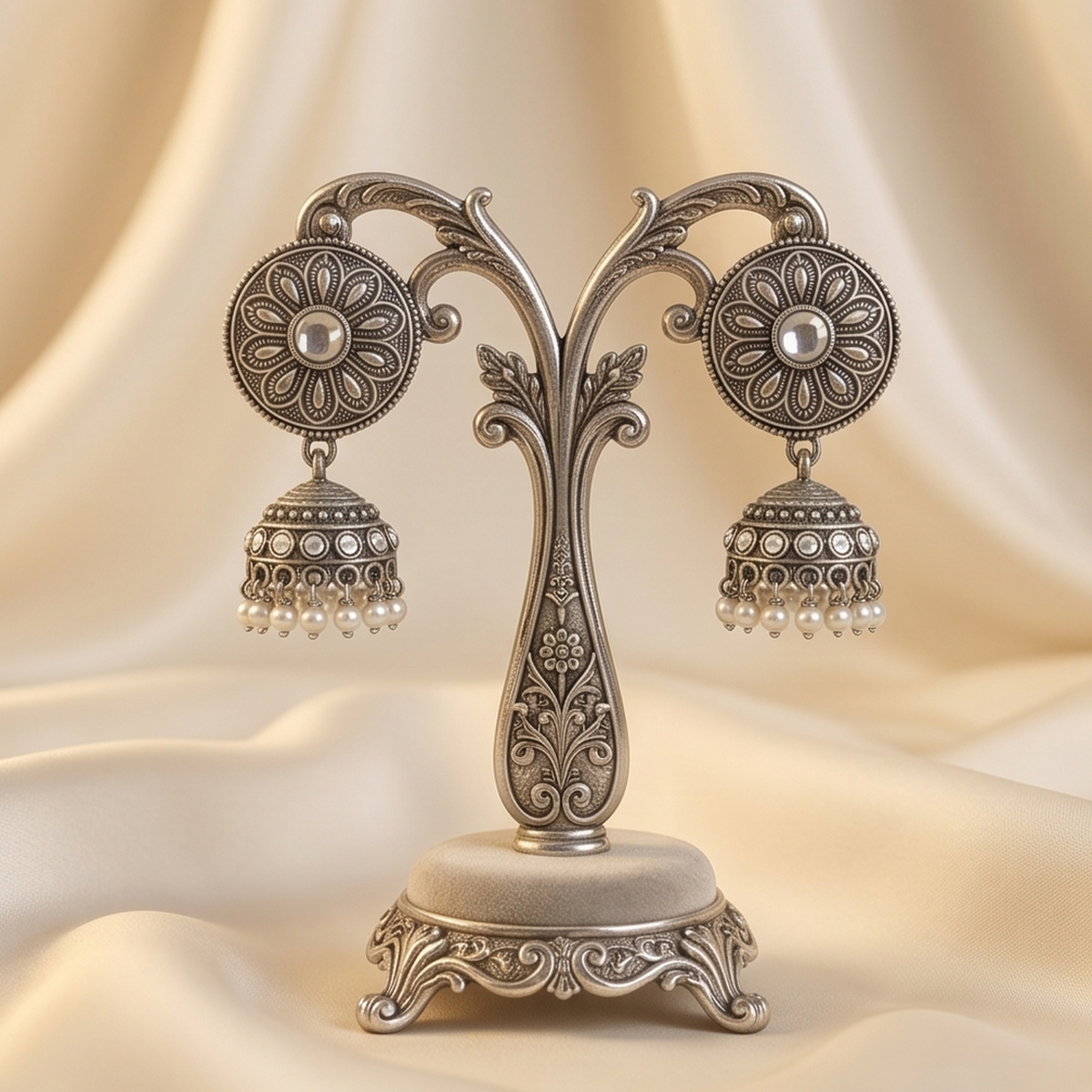 DIVYORO SILVER JHUMKA EARRINGS