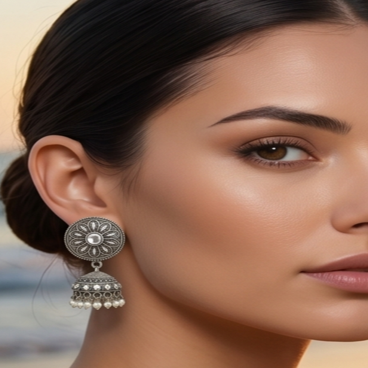 DIVYORO SILVER JHUMKA EARRINGS