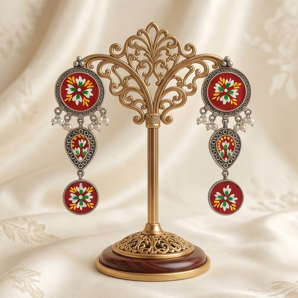 DIVYORO RED MEENAKARI CHANDELIERS