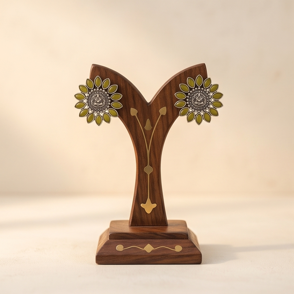 DIVYORO GREEN FLORAL STUDS