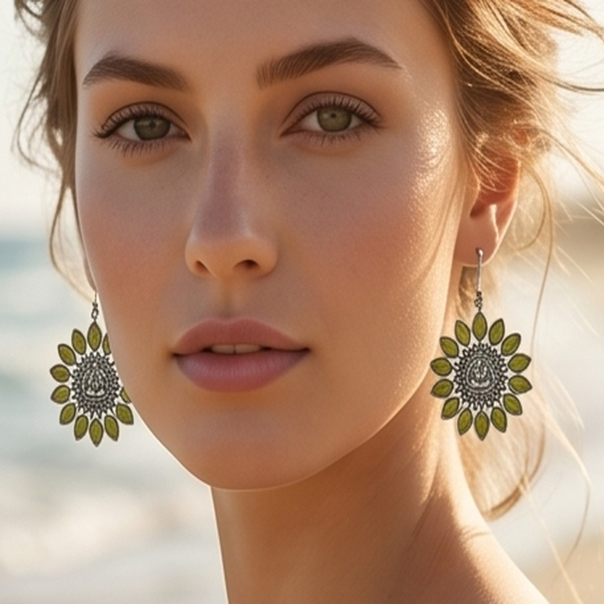 DIVYORO GREEN FLORAL STUDS