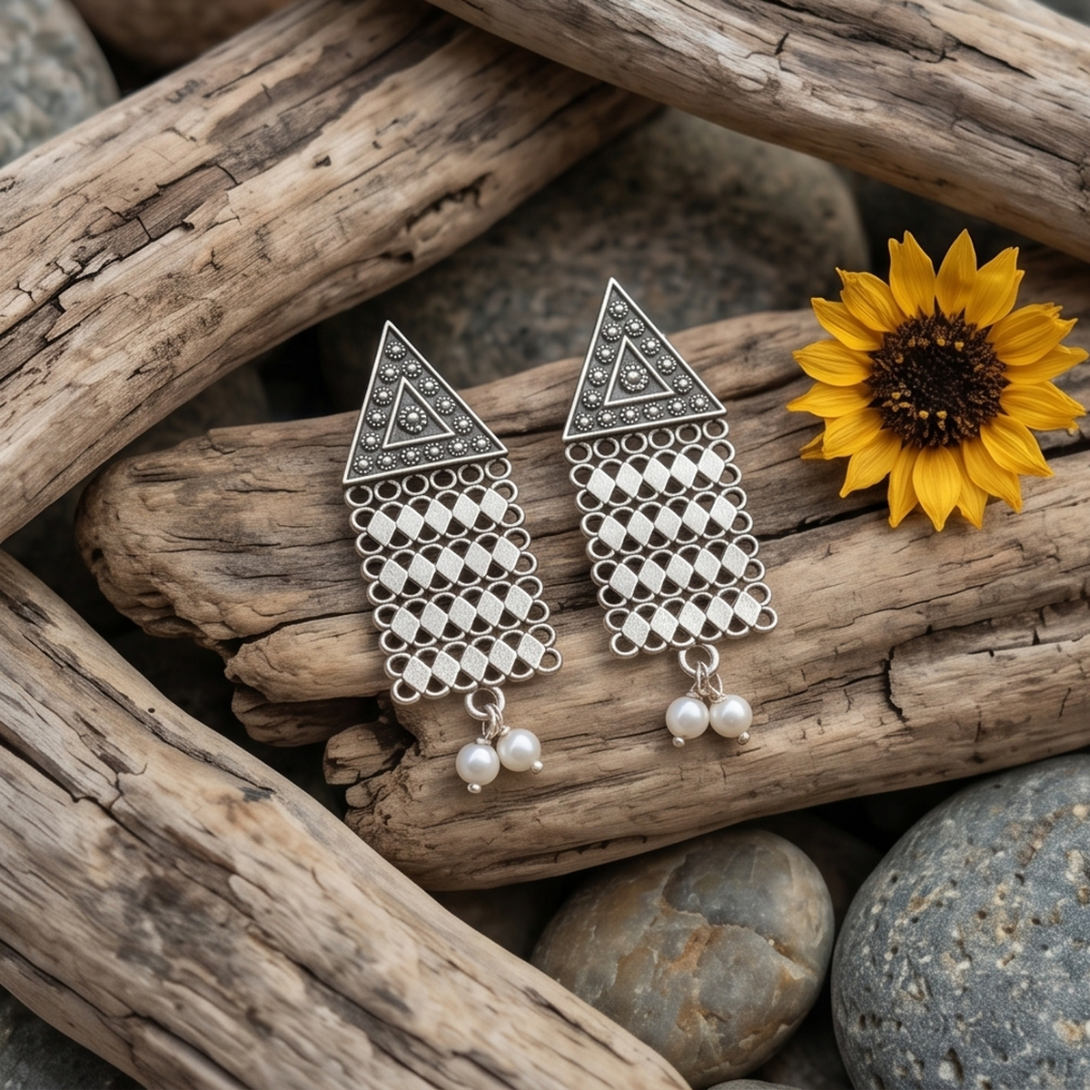 DIVYORO SILVER GEOMETRIC DROPS