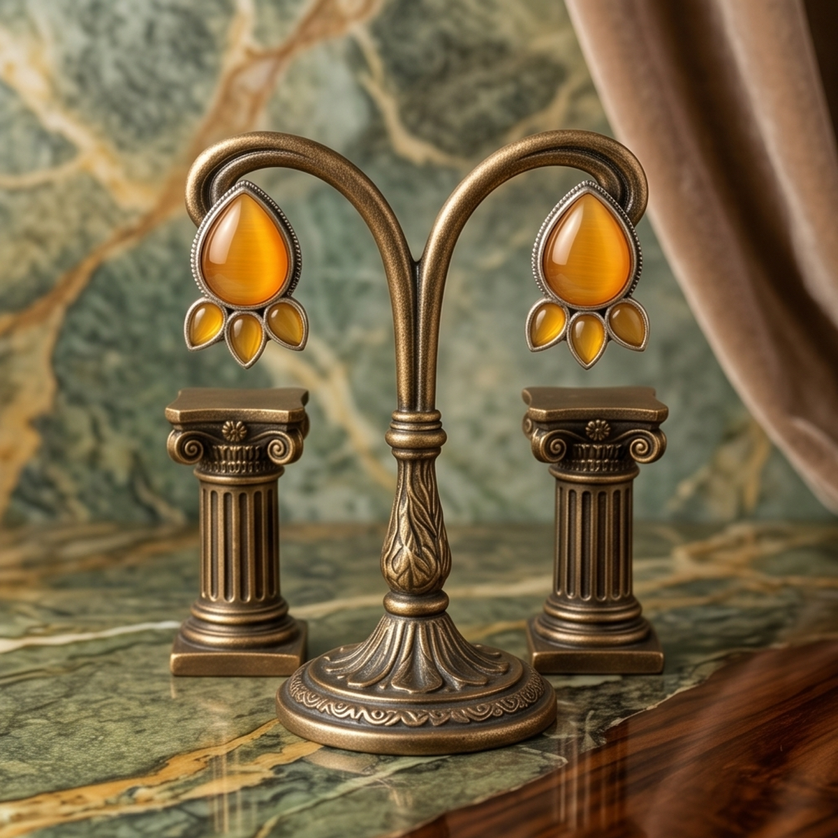 DIVYORO AMBER TEARDROP STUDS