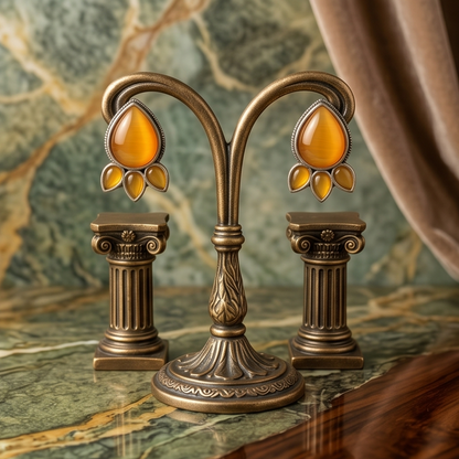 DIVYORO AMBER TEARDROP STUDS