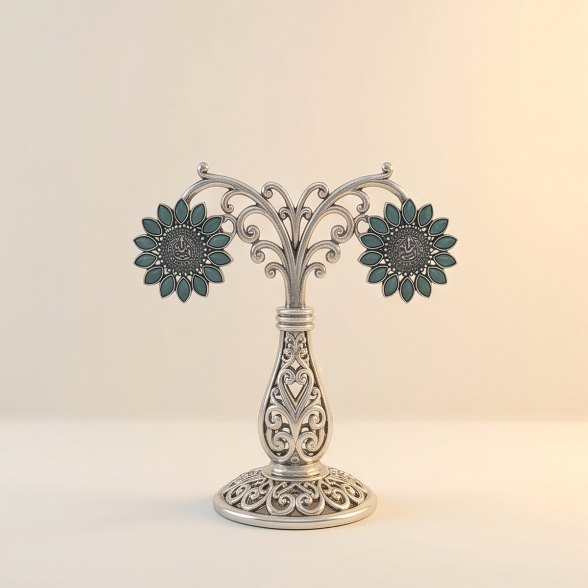 DIVYORO TEAL FLORAL STUDS