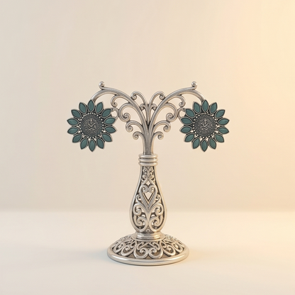 DIVYORO TEAL FLORAL STUDS