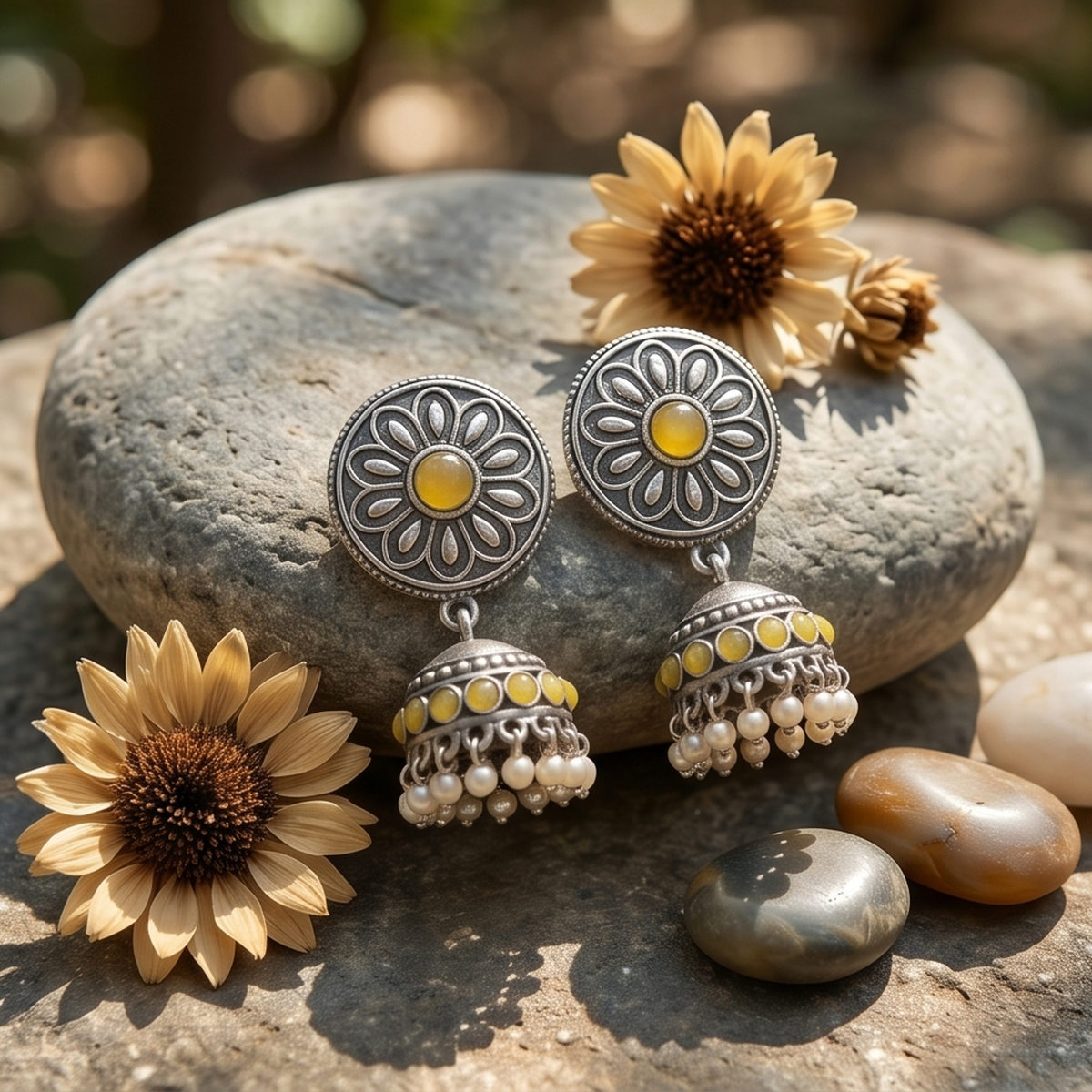 DIVYORO YELLOW FLORAL JHUMKA